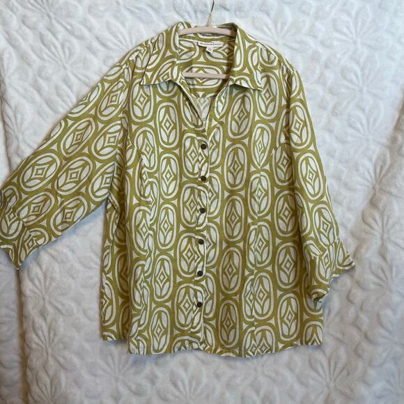 Linen 100% JM collection/ Woman size 20W Colors are soft white and green/gold - Picture 1 of 6